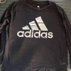 Boys Small Adidas Black and White Logo Long Sleeve Tee